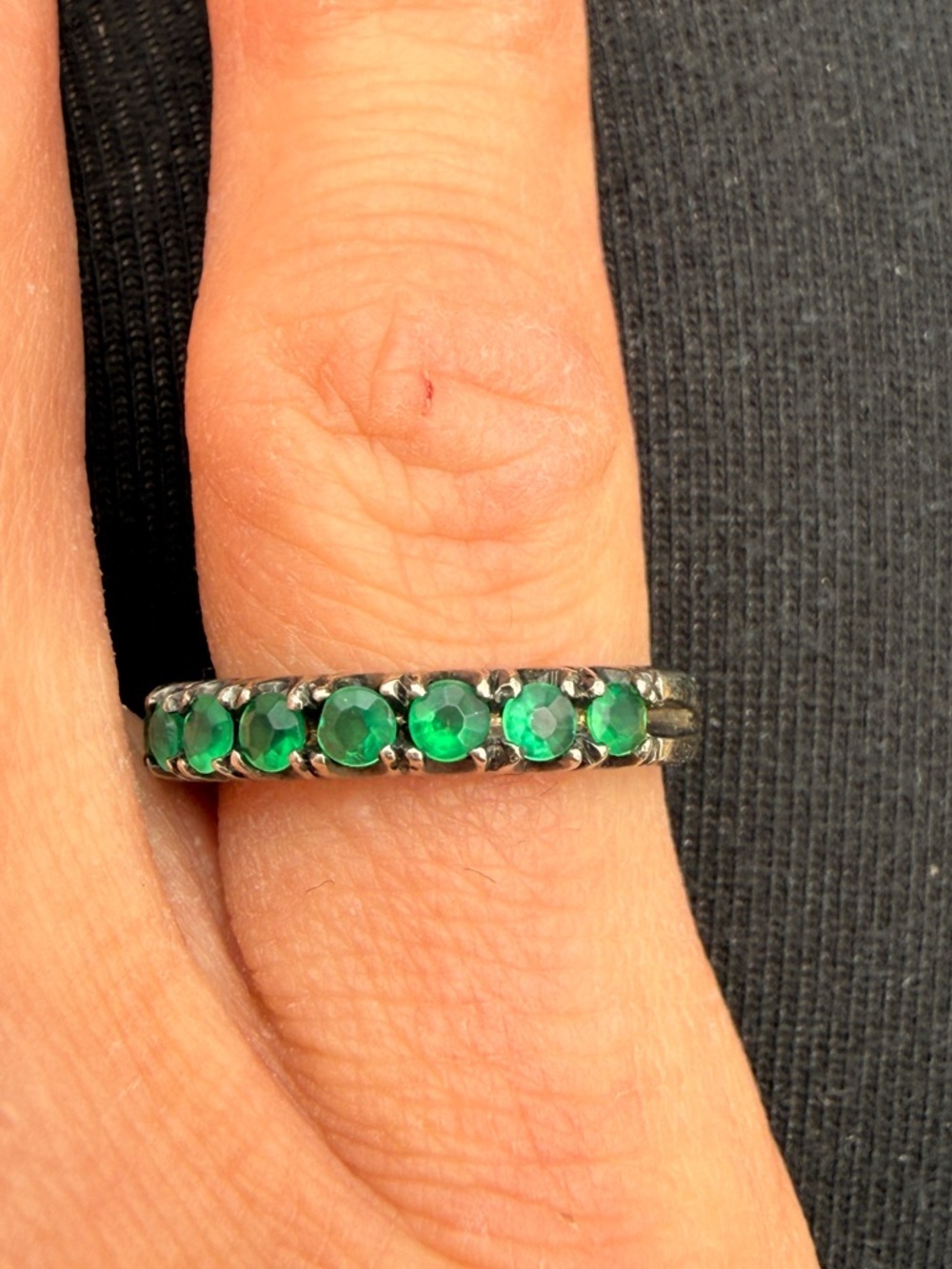 Vintage Sterling Silver Emerald Band sz 5 1/2